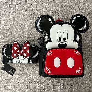 NWT Loungefly Disney Mickey Mouse Balloon Mini Backpack & Wallet Set